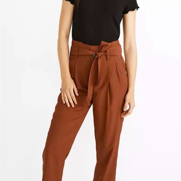 NWT Madewell Drapey Paper Bag Pants, Tie Waist, 4 - Picture 2 of 9